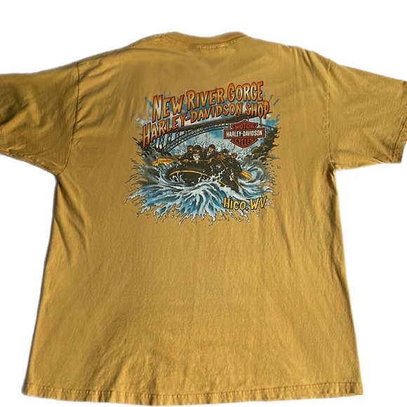 Retro Harley DavidsonNew River Gorge Hico White Water Rafting Biker Tee - Picture 3 of 14